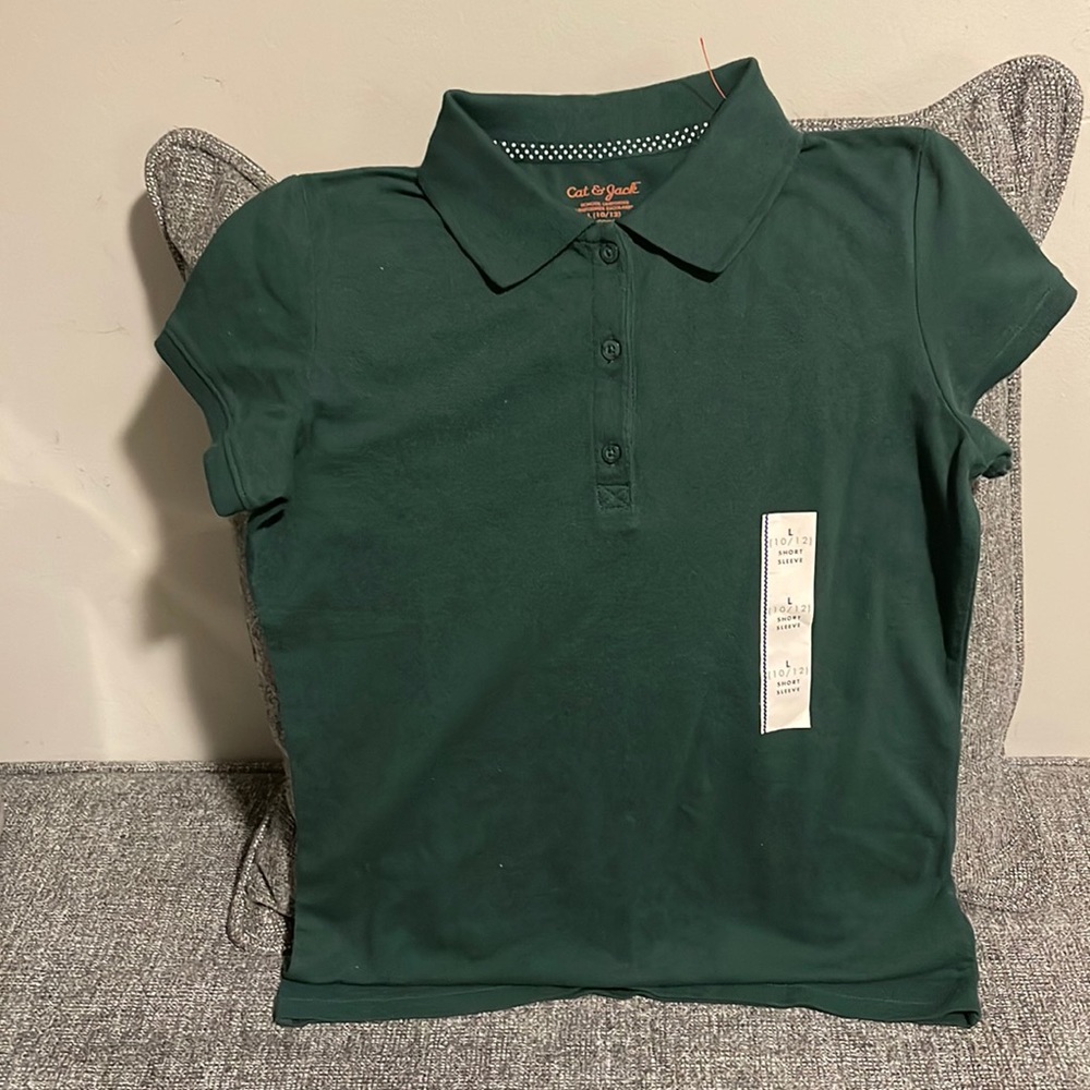 Cat & Jack School uniform green shirt size L (10/12) NEW!!!